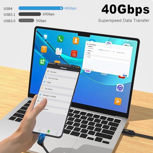 Poyiccot USB C to USB C Cable Short 1ft, 90 Degree Type C to Type C Cable, 240W Fast Charging, 40Gbps Data, 8K@60hz Video, Up Down Angle Thunderbolt 4 Cable for Steam Deck, Switch, MacBook - Image 2