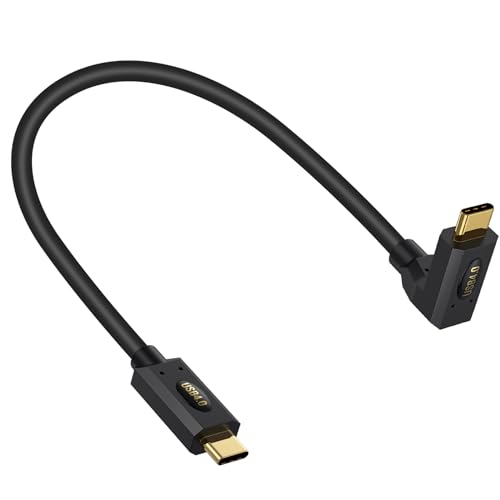 Poyiccot USB C to USB C Cable Short 1ft, 90 Degree Type C to Type C Cable, 240W Fast Charging, 40Gbps Data, 8K@60hz Video, Up Down Angle Thunderbolt 4 Cable for Steam Deck, Switch, MacBook - Image 1
