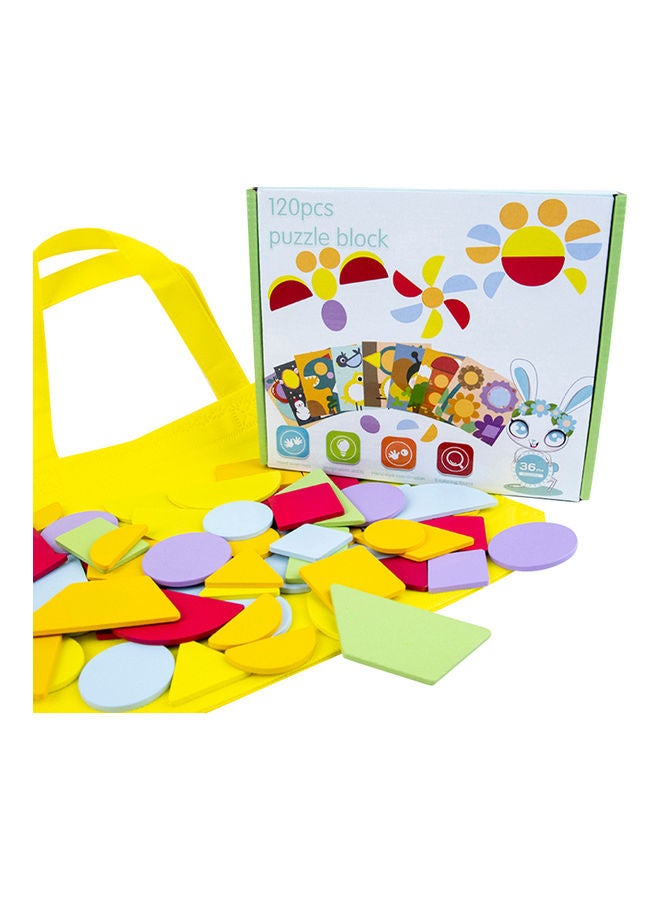 120-Piece Wooden Pattern Puzzle Block Set - Image 1