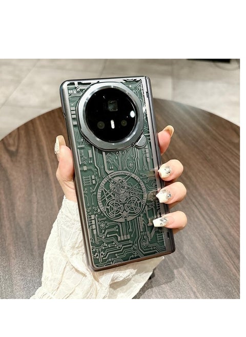 Case for Honor Magic V3 (2024) Frosted Mechanical Texture Phone Case with Front Screen Protector u0026 Lens Protection Stand,Ultra-thin Shockproof Protective Back Cover