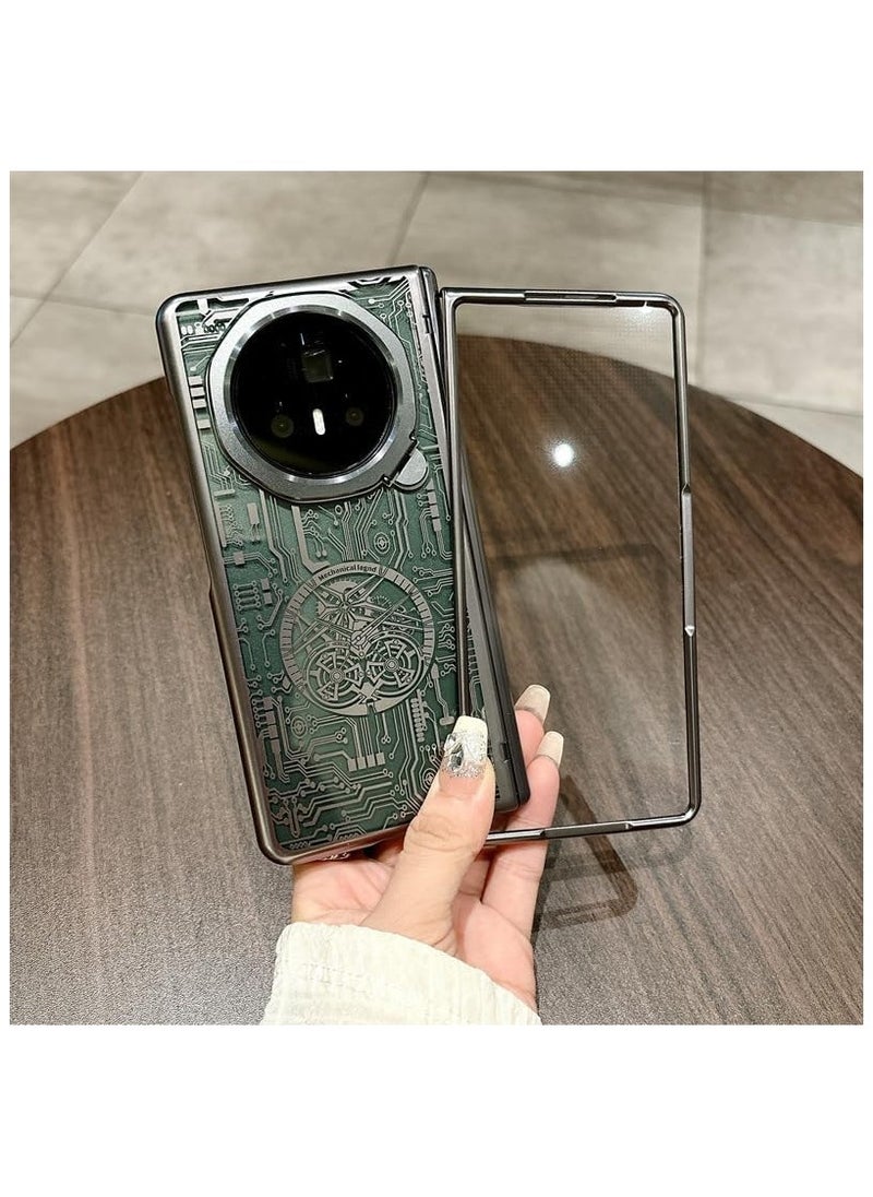 Generic - Case for Honor Magic V3 (2024) Frosted Mechanical Texture Phone Case with Front Screen Protector u0026 Lens Protection Stand,Ultra-thin Shockproof Protective Back Cover - Image 1