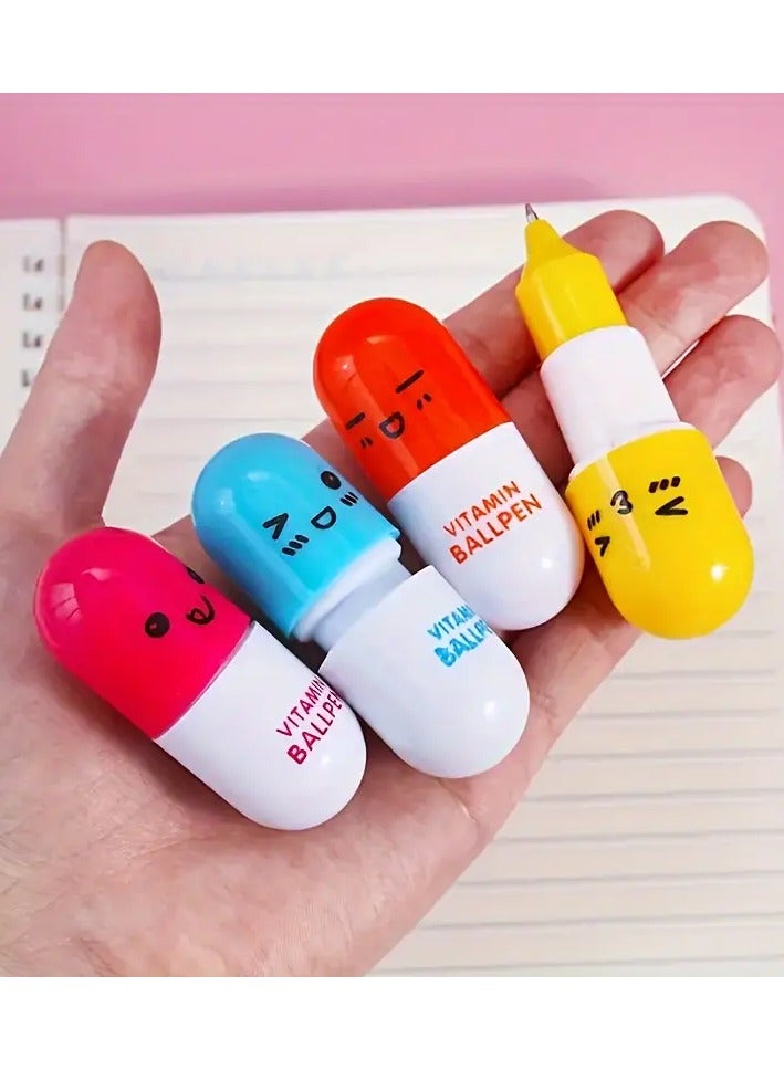 Generic 6pcs Retractable Ballpoint Pen, Cartoon capsule shape Ballpoint Pen, Small And Cute to Carry Around, Perfect for Classroom Rewards And Giving Frend Small Gifts  - Image 4