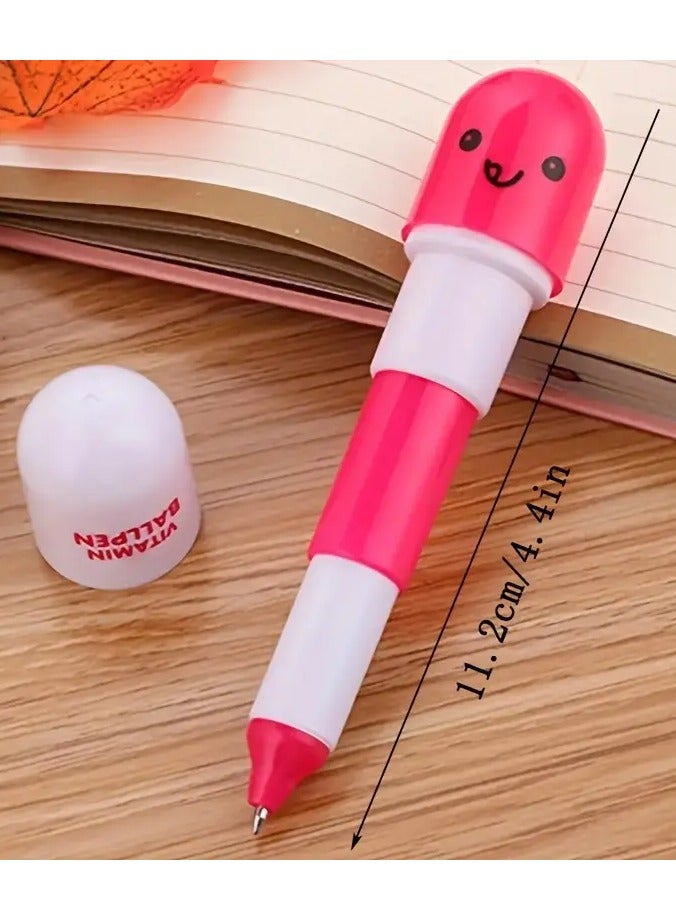 Generic 6pcs Retractable Ballpoint Pen, Cartoon capsule shape Ballpoint Pen, Small And Cute to Carry Around, Perfect for Classroom Rewards And Giving Frend Small Gifts  - Image 2