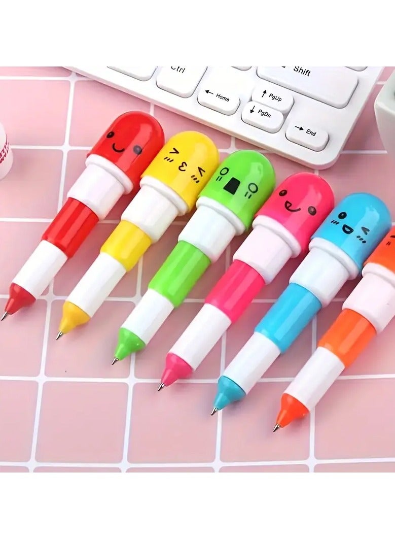 Generic 6pcs Retractable Ballpoint Pen, Cartoon capsule shape Ballpoint Pen, Small And Cute to Carry Around, Perfect for Classroom Rewards And Giving Frend Small Gifts  - Image 5