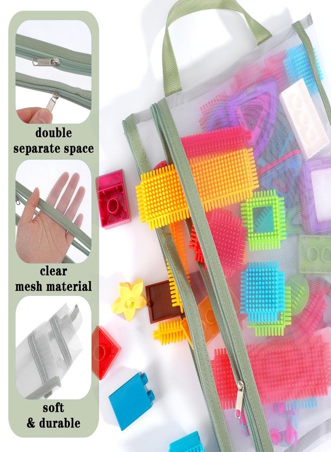 Lemecima 12 Pack Colored Mesh Zipper Pouch Bags, Double-Layer Nylon Puzzle Building Block Sets Storage & Organization, Breathable See Through A4 Zipper Pouch with Handle for Board Games - Image 3