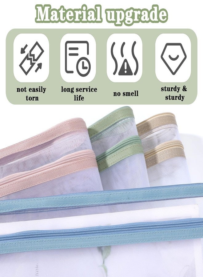 Lemecima 12 Pack Colored Mesh Zipper Pouch Bags, Double-Layer Nylon Puzzle Building Block Sets Storage & Organization, Breathable See Through A4 Zipper Pouch with Handle for Board Games - Image 4