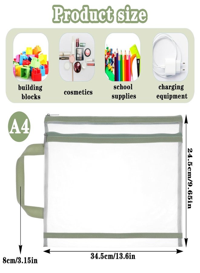 Lemecima 12 Pack Colored Mesh Zipper Pouch Bags, Double-Layer Nylon Puzzle Building Block Sets Storage & Organization, Breathable See Through A4 Zipper Pouch with Handle for Board Games - Image 2