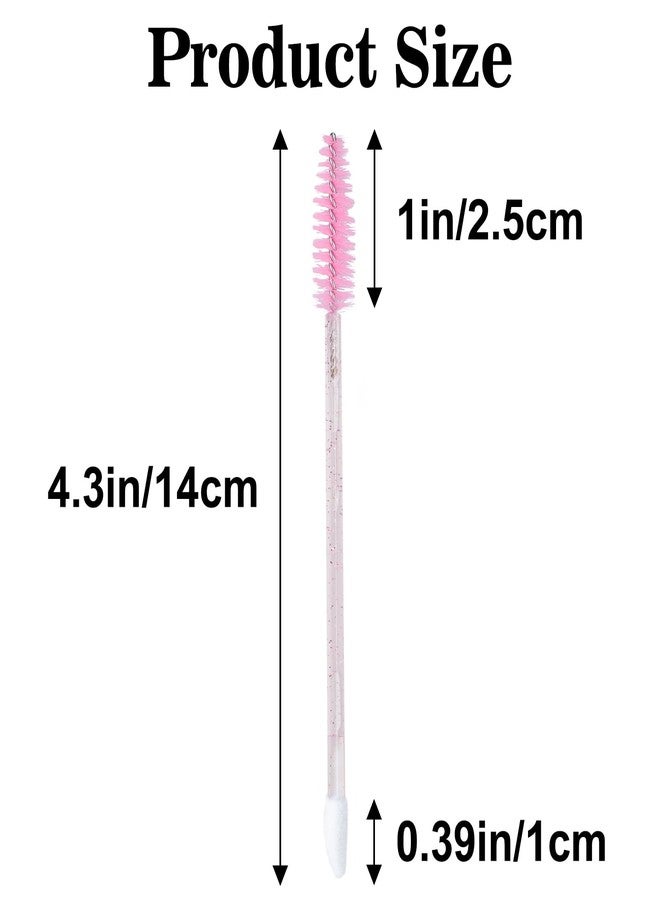 G2PLUS 100pcs Eyelash Brush Lip Brush, Dual Ended Eyelash Extension Brush, Pink Mascara Wands and Lipstick Applicator, Portable Makeup Brush for Eyebrow, Lip Gloss and Lash Extension - Image 2