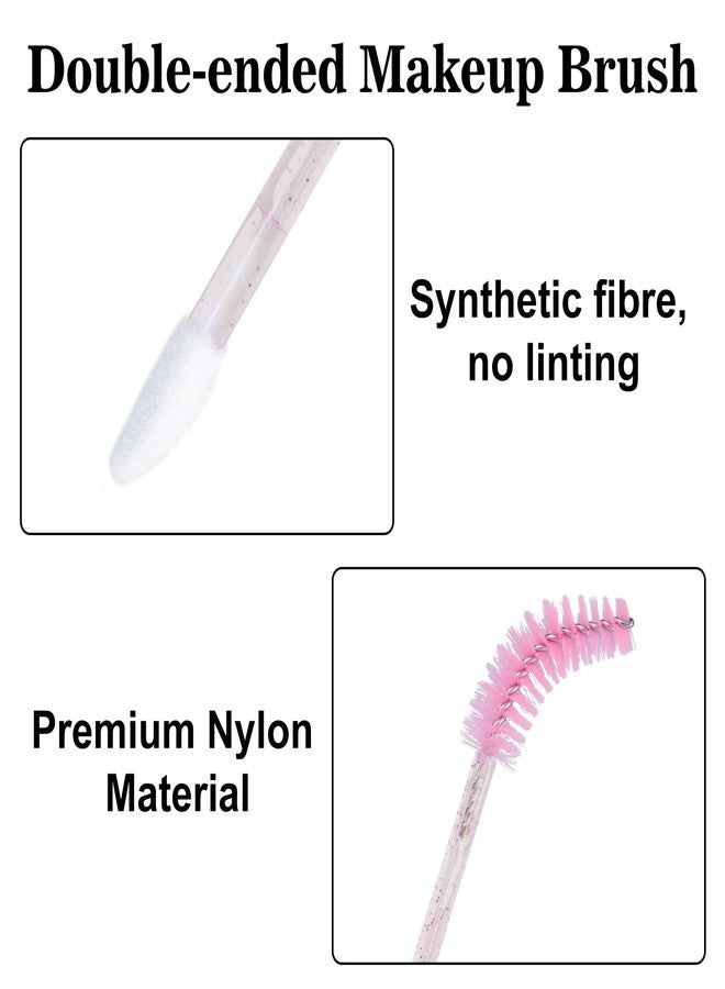 G2PLUS 100pcs Eyelash Brush Lip Brush, Dual Ended Eyelash Extension Brush, Pink Mascara Wands and Lipstick Applicator, Portable Makeup Brush for Eyebrow, Lip Gloss and Lash Extension - Image 3