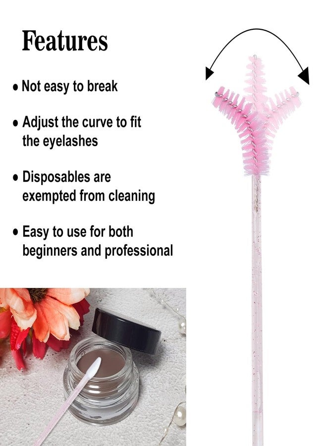G2PLUS 100pcs Eyelash Brush Lip Brush, Dual Ended Eyelash Extension Brush, Pink Mascara Wands and Lipstick Applicator, Portable Makeup Brush for Eyebrow, Lip Gloss and Lash Extension - Image 4