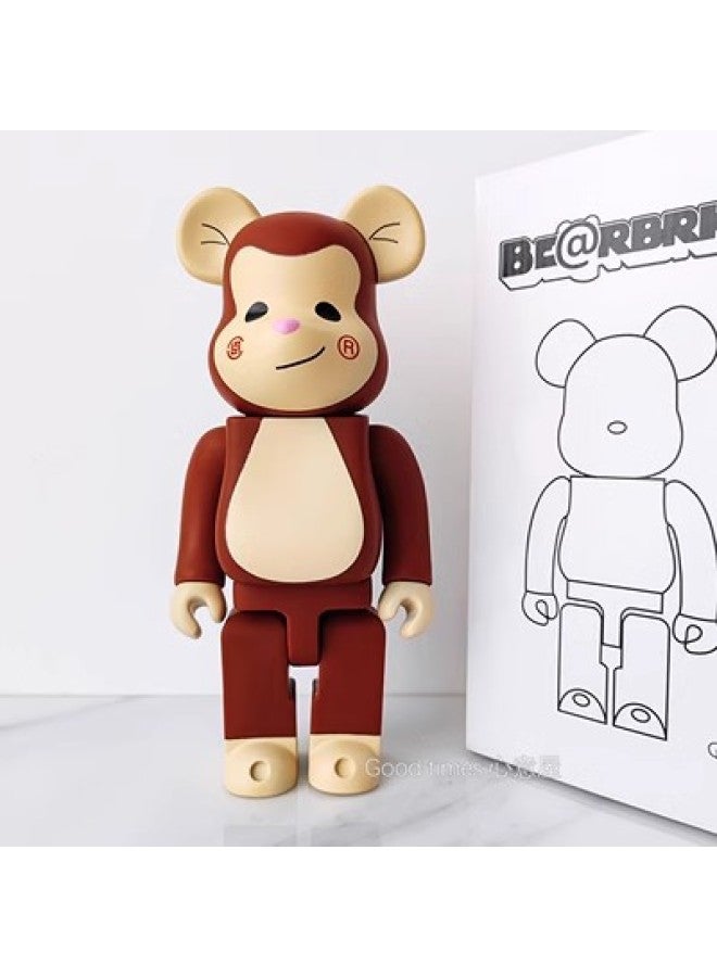 Hundred Bearbricck Vinyl Violence Bear Ornaments Building Blocks Bear Fluid Bear Toy Hand Doll 400%-Color:Building Block Monkey  - Image 1