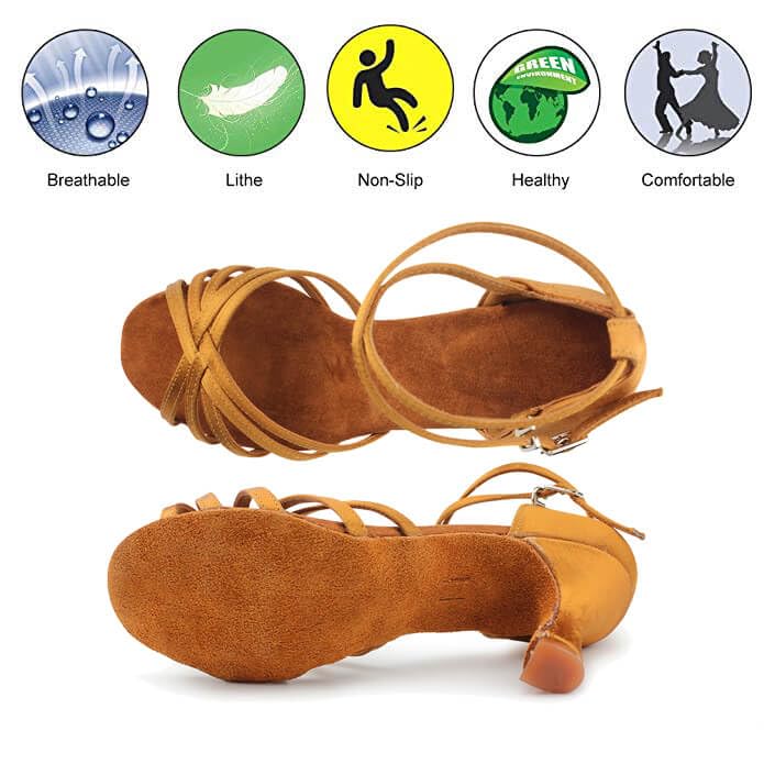 MSMAX Women Tan Latin Dancing Shoes High Heel Character Ballroom Dance Shoe for Women 8 M US Women - Image 4