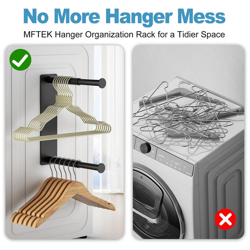 MFTEK Hanger Organizer Stacker, Magnetic Hanger Holder, Extendable Hanger Storage Rack for Washing Machine Closet Laundry Room Organization, Hanger Stand Rack for Adult Kids Velvet Hangers (Black) - Image 4