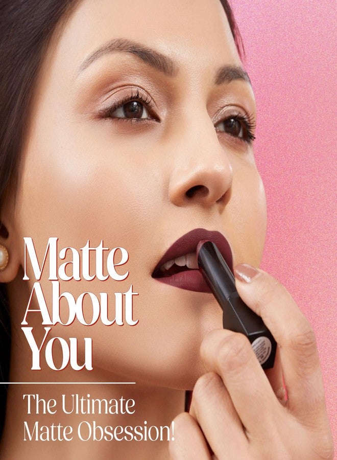 Hilary Rhoda Matte About You Lipstick | Long Lasting & Highly Pigmented Lipstick | Glides Smoothly | Matte Finish | One Stroke Application | Cruelty-Free & Vegan - 3g (Cocoa Crush - Shade 11) - Image 3
