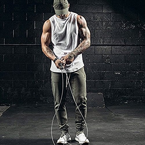 ZUEVI Men's Muscular Cut Open Sides Bodybuilding Tank Top(Gray-M-S) - Image 4