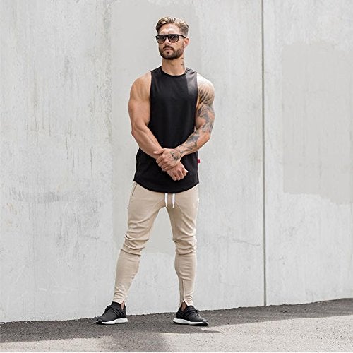 ZUEVI Men's Muscular Cut Open Sides Bodybuilding Tank Top(Gray-M-S) - Image 5