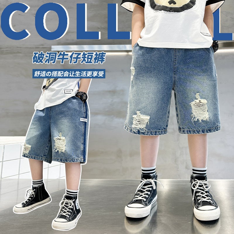 Children'S Wear Boys' Summer Pants Thin Pants Summer Denim Summer Boys Shorts - Image 1