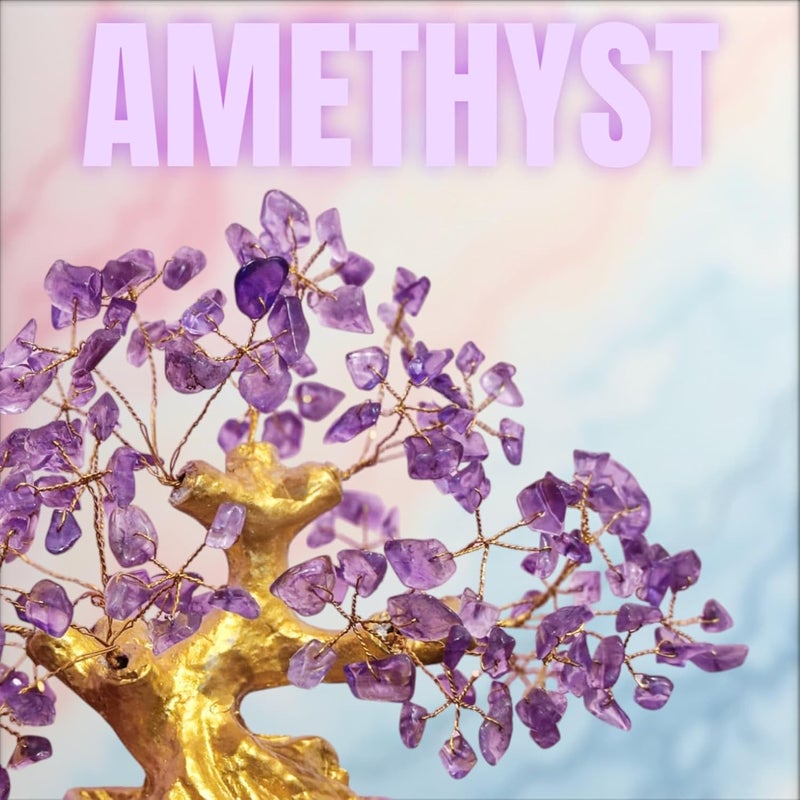 Generic Amethyst Crystal Bonsai Tree 76 cm Brown Ceramic Pot GoldToned Trunk Purple Gemstone Leaves Feng Shui Decor Tree for Home use and tample Decor Tree - Image 3