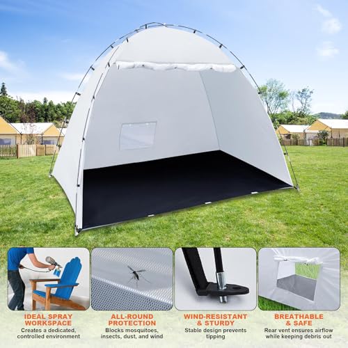OKYUK Professional Spray Paint Booth Tent (10x10x6.3ft) – Built-in Floor, Mesh Walls & Hooks | Portable Enclosure for Furniture, Crafts & DIY Painting. (10×10×6.3ft) - Image 2