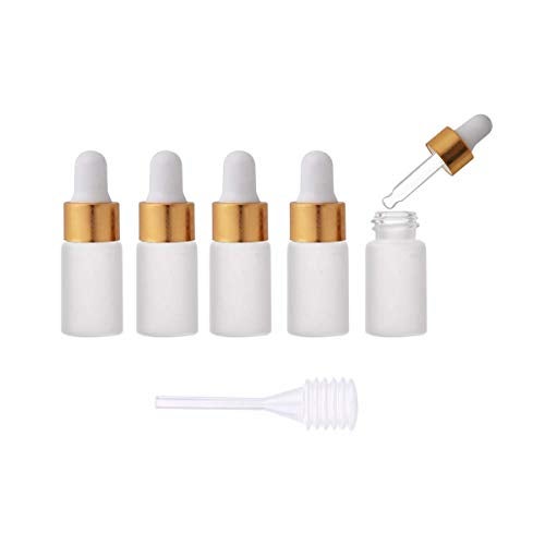 Enslz 15pcs 3ml Mini Empty Frosted Essential Oil Glass Dropper bottle Reusable Bottles Vial Nasal Oil dropper refillable bottle with Metal Screw Mouth lid&rubber Bulb (3ml, Gold) - Image 5