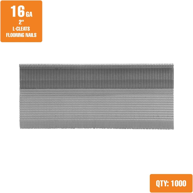 Freeman Flooring L-Cleats | 16 Gauge | 2 Inch | Glue Collated | Serrated Steel | 1,000 Count | Hardwood Floor Installation, Tongue & Groove, Cherry, Oak, Maple, Hickory, Walnut | FNL-2 - Image 2