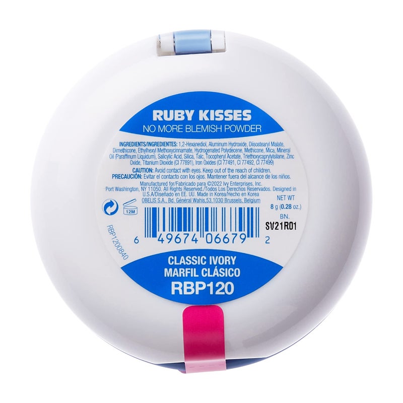 Ruby Kisses No More Blemish Face Powder with Salicylic Acid Korean Makeup Matte Finish Full Coverage Pressed Powder (Creamy Beige) - Image 3