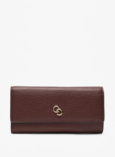 سيليست Women Solid Print Wallet with Logo Accent and Button Closure
