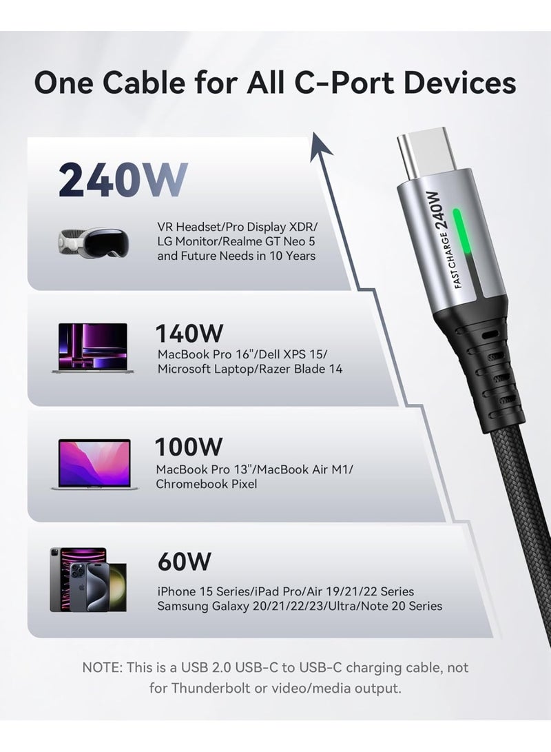 كابل شحن فائق السرعة  USB-C إل بطول 2 متر، عبوة من قطعتين للهواتف والأجهزة اللوحية وأجهزة اللابتوب - Image 3