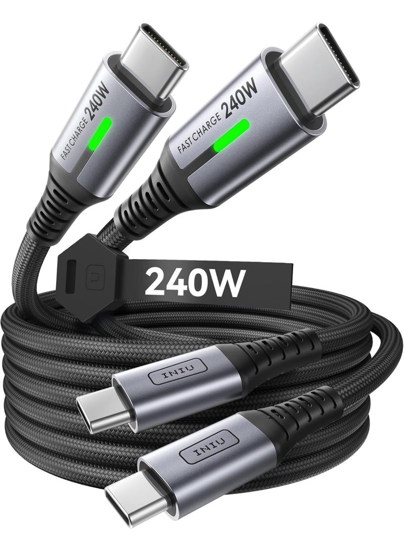 كابل شحن فائق السرعة  USB-C إل بطول 2 متر، عبوة من قطعتين للهواتف والأجهزة اللوحية وأجهزة اللابتوب - Image 1