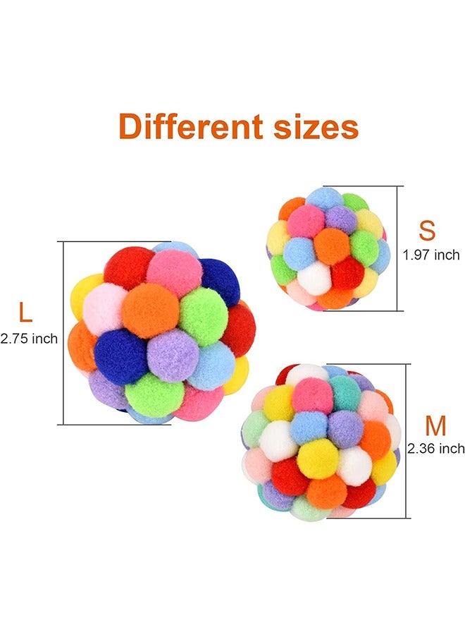 اتش واي كرات لعبة القط مع الجرس 3 قطع ، كرات غامضة ناعمة ملونة جرس مدمج للقطط ، ألعاب مضغ تفاعلية للعب للقطط والقطط الداخلية - Image 3