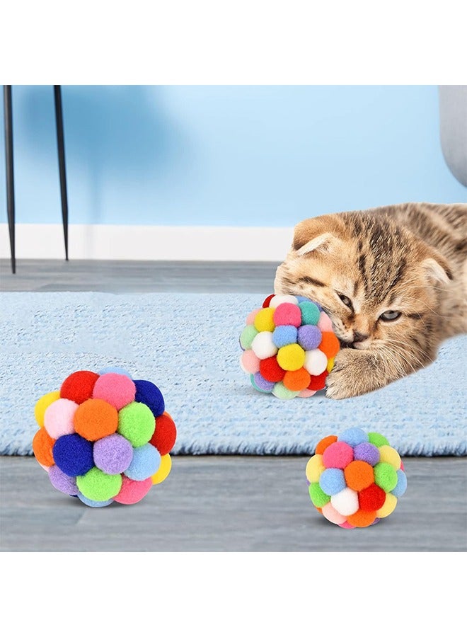 اتش واي كرات لعبة القط مع الجرس 3 قطع ، كرات غامضة ناعمة ملونة جرس مدمج للقطط ، ألعاب مضغ تفاعلية للعب للقطط والقطط الداخلية - Image 5