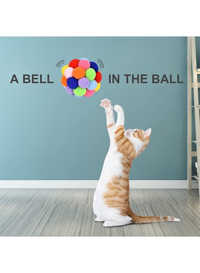 اتش واي كرات لعبة القط مع الجرس 3 قطع ، كرات غامضة ناعمة ملونة جرس مدمج للقطط ، ألعاب مضغ تفاعلية للعب للقطط والقطط الداخلية - Image 4