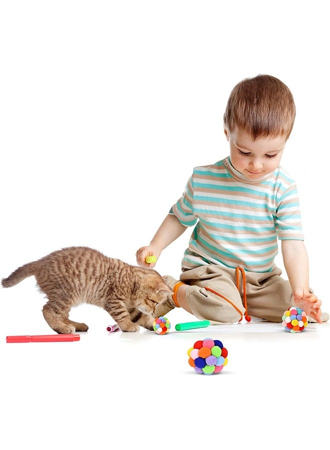 اتش واي كرات لعبة القط مع الجرس 3 قطع ، كرات غامضة ناعمة ملونة جرس مدمج للقطط ، ألعاب مضغ تفاعلية للعب للقطط والقطط الداخلية - Image 2