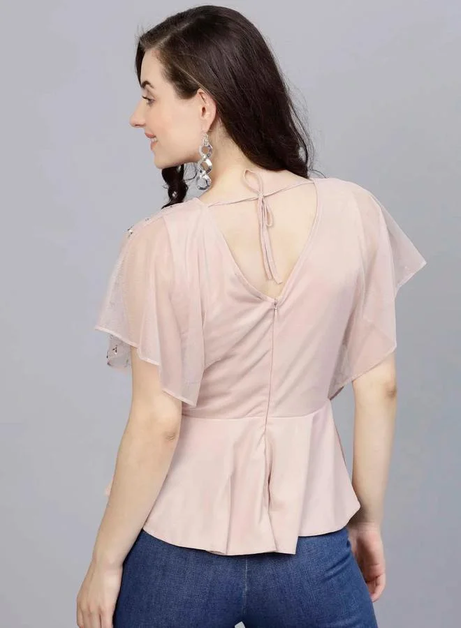 STREET 9 بلوزة نسائية مزينة بياقة بيبلوم من ستريت