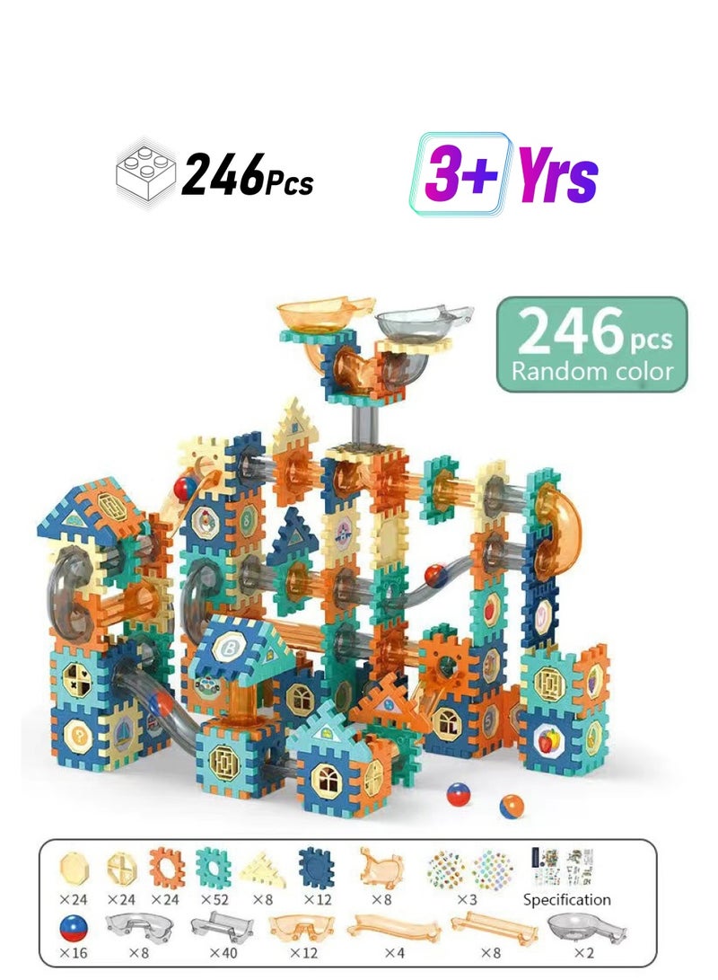 246-Piece Pipeline Rolling Ball Building Blocks ,Early Educational Building Toys Set，Educational DIY Blocks for Kids Birthday Gift  - Image 1