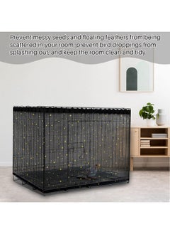 Shappy Large Bird Cage Cover Birdcage Nylon Mesh Net Cover Seed Feather Catcher Twinkle Star Universal Birdcage Cover Bird Seed Guard Skirt for Parakeet Macaw African Round Square Cage (Black, XL)  - Image 3