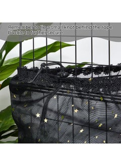 Shappy Large Bird Cage Cover Birdcage Nylon Mesh Net Cover Seed Feather Catcher Twinkle Star Universal Birdcage Cover Bird Seed Guard Skirt for Parakeet Macaw African Round Square Cage (Black, XL)  - Image 4
