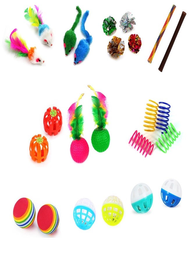 iCAGY 24-Piece Cat Toys Kit: Crinkle Balls, Bell Mice, Spring Toys - Assorted Colors for Indoor Cats Kittens - Image 1