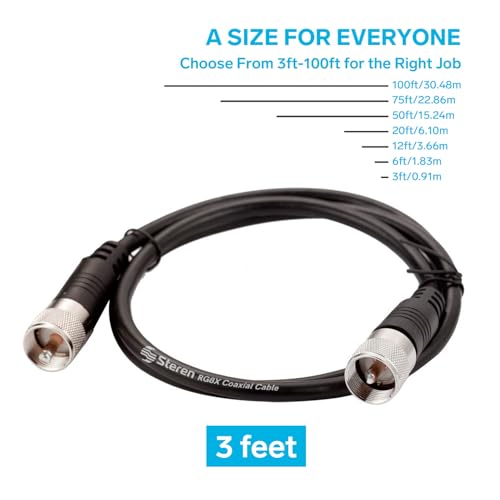 STEREN Coax Cable - Coaxial Connector - 3 ft Antenna - RG8X Coaxial - UHF Antenna Cable - Male to Male - RG8X Coax - 0.9 M 205-703 - Image 4