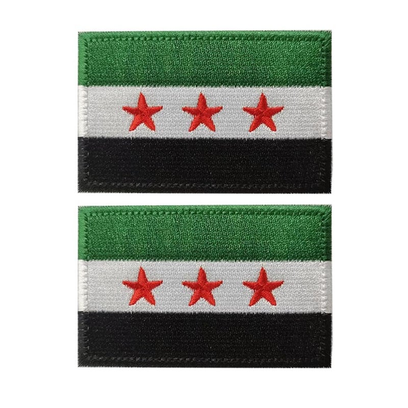 Beifeitu 2 قطع شارة علم سوريا الوطنية للخياطة على الملابس، شارات شارة معنوية، علم سوري، شارات تطريز، ملحقات حقائب الظهر، أكتاف للملابس، حقائب،