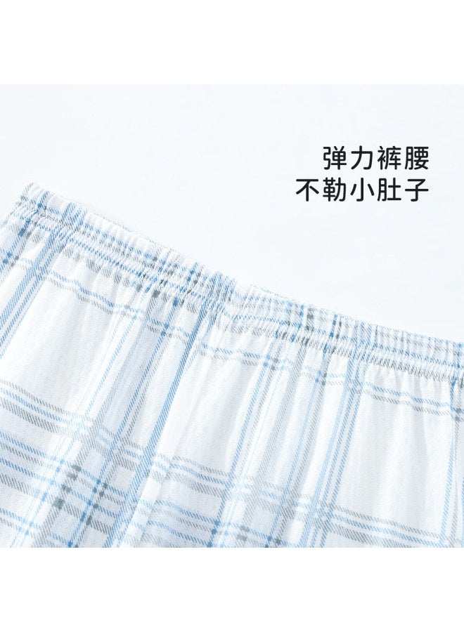 Yiershuang Boys' Children's Homewear Light Blue Plaid Size 150
