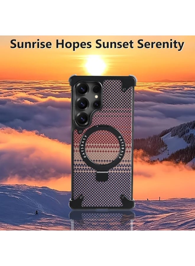OATSBASF Case for Samsung Galaxy S24 Ultra, Slim Protective Shock with Aramid Fiber Magsafe Compatible Case, Sleek Minimalist Metal Aluminum Shells with Built-in Kickstand, Sunset theme | WIDGETS MATRIX - Image 4