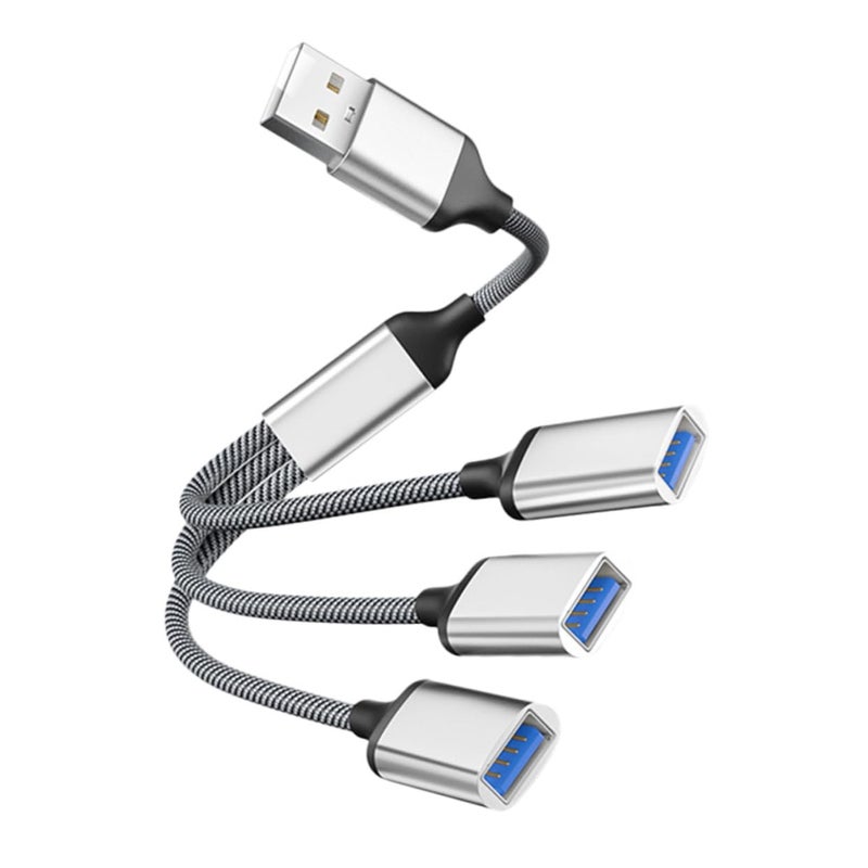 كابل مقسم USB ذكر إلى أنثى فضي لنقل البيانات عالي السرعة للكمبيوتر المحمول والسيارة والأجهزة المتعددة - Image 2
