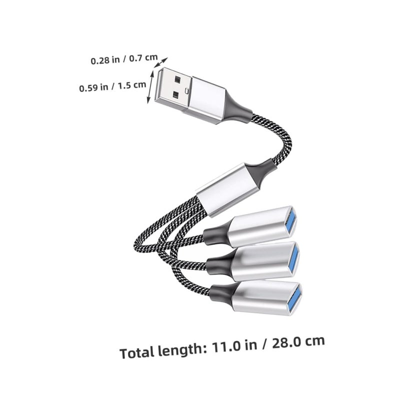 كابل مقسم USB ذكر إلى أنثى فضي لنقل البيانات عالي السرعة للكمبيوتر المحمول والسيارة والأجهزة المتعددة - Image 3