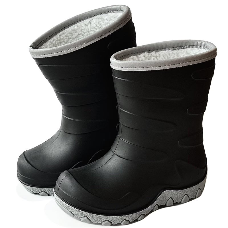 Greentiming Toddler Winter Rain Boots, Insulated Waterproof Kids Snow Boots Fleece Lined Cozy Insulated Boot for Boys Girls, Black Size 12 - Image 1