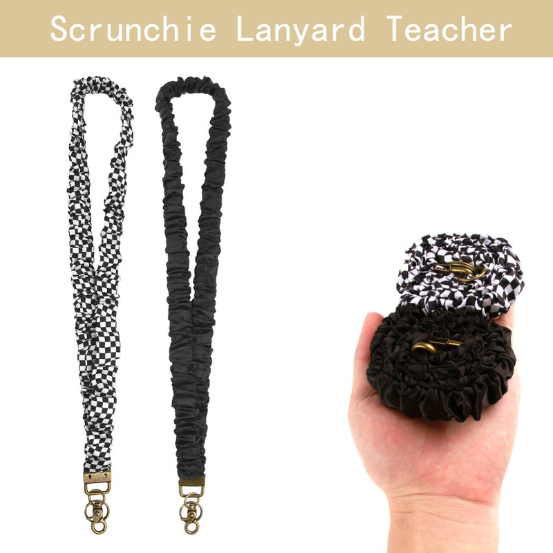 Pqjsjdr 2 Set Scrunchie Lanyards For Id Card Badges Holder  And Keys Scrunchy Cute Neck Keychain With Clip Closure Stretchy Lanyards Cut-E Gift For Teacher Women  Men  Nurses - Image 3