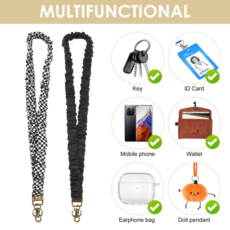 Pqjsjdr 2 Set Scrunchie Lanyards For Id Card Badges Holder  And Keys Scrunchy Cute Neck Keychain With Clip Closure Stretchy Lanyards Cut-E Gift For Teacher Women  Men  Nurses - Image 5