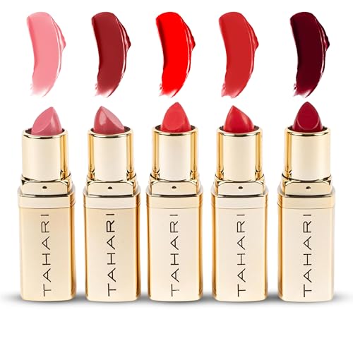 VOTUM Tahari 5pc Lipstick Set  MultiFinish Lipsticks for Women Matte Cream and Pearl LongLasting Lipstick Color Gift Set Red
