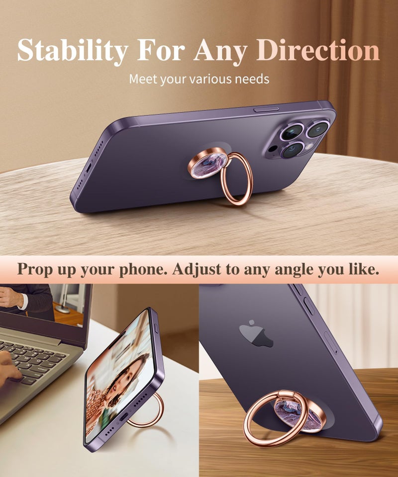 GVIEWIN Marble Cell Phone Ring Holder, Metal Kickstand Grip 360Â° Rotation Compatible with iPhone 17/16/15/14/Pro Max/Air/Plus Series & Galaxy S25/S24 Ultra and Other Phones (Quicksand/Purple) - Image 5