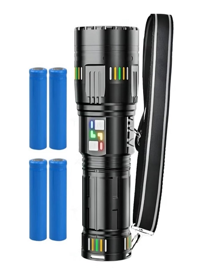 2 in 1 LED Flashlight with Power Bank Luminous Strip 2400mAh 4 Battery 3000M Plus Range Outdoor Flash Light Torch - Image 1